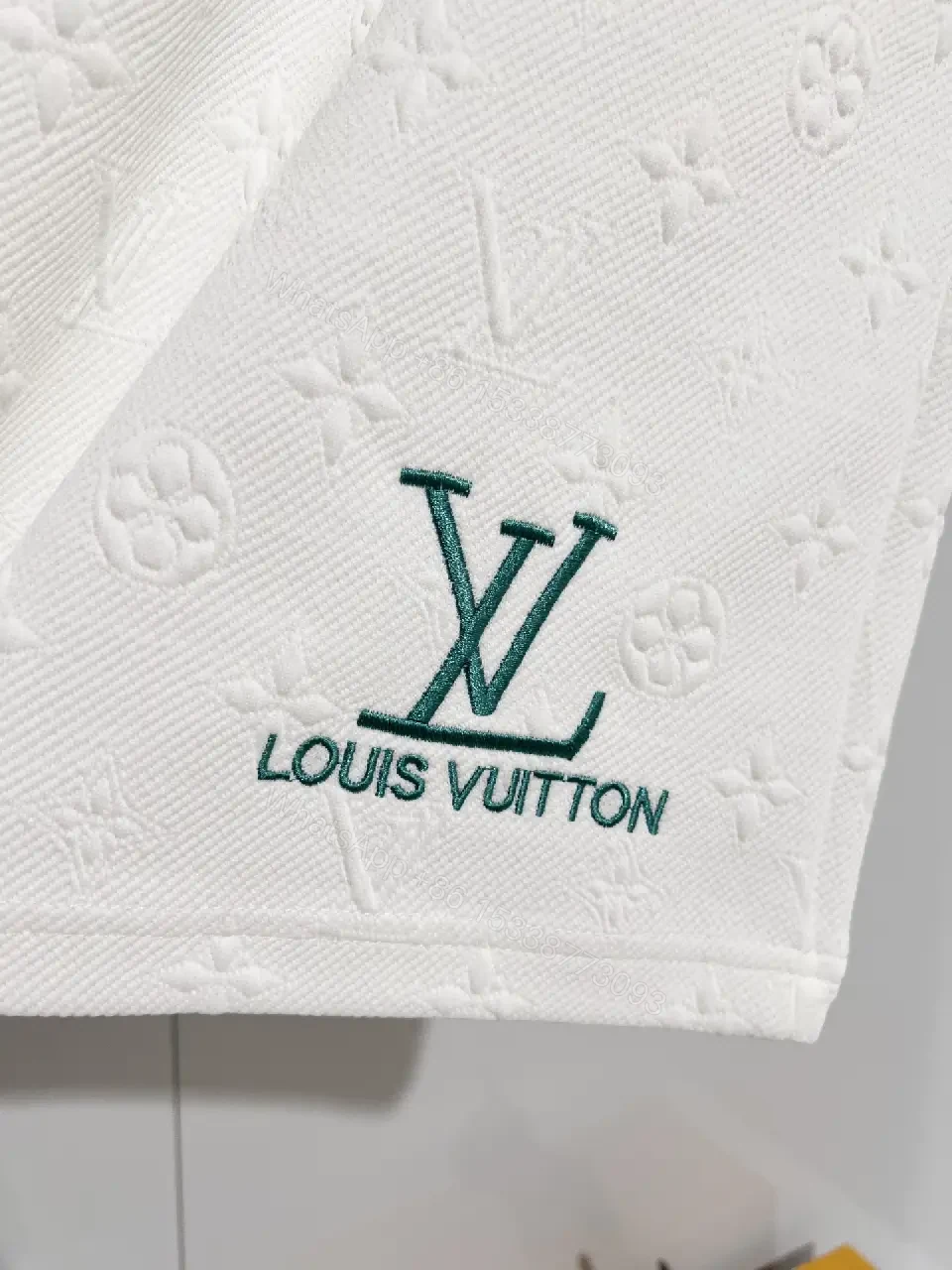 View 3 of White Patterned Swim Shorts — Lightweight, Mid-Thigh Comfort