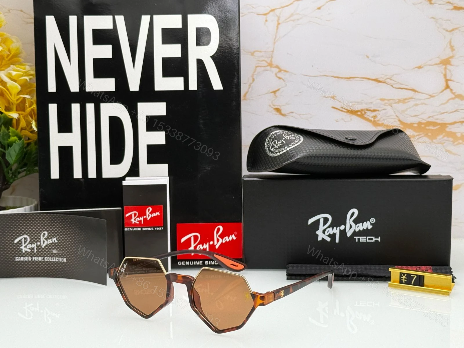 View 5 of Ray-Ban Hexa Carbon Fiber Black-Grey Sunglasses