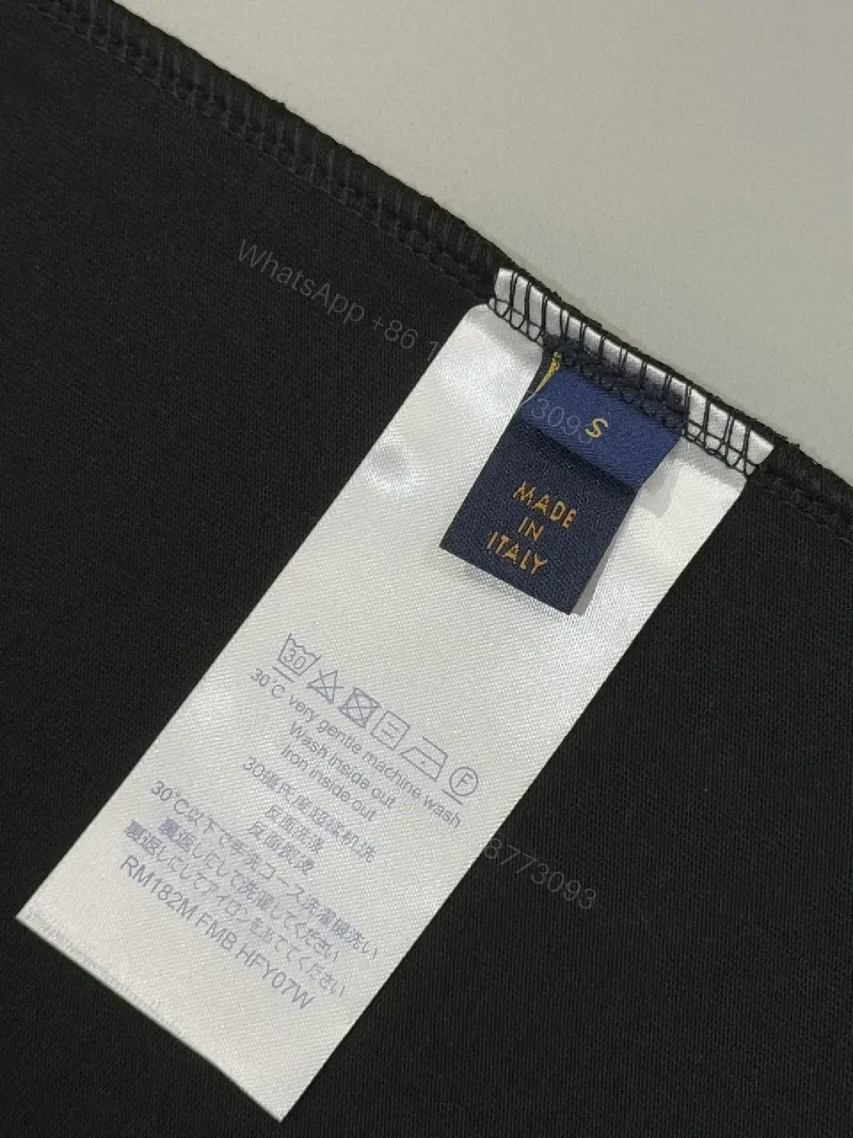 View 10 of Black Cotton Tee with Cowboy Motif & Hem LV Emblem, Premium Luxe Style