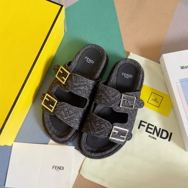 View 5 of Chic Fendi Velvet Dual-Buckle Sandals: All-Day Comfort