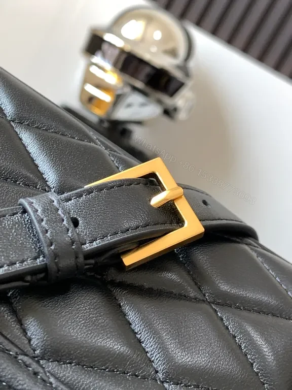 View 8 of Black Calfskin Quilted Crossbody â€“ YSL-Inspired Diamond-Quilted Luxury Bag