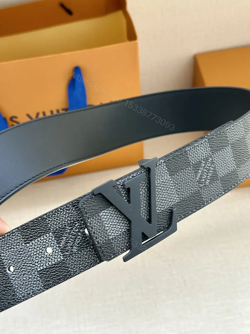 View 4 of Checkerboard Damier Belt: Modern Structural Luxury Edge