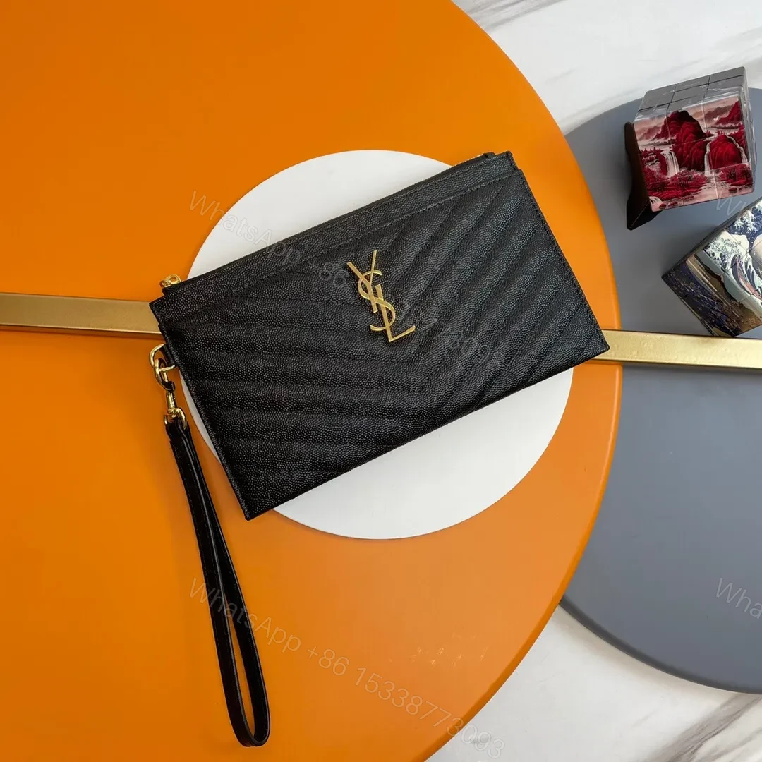 View 3 of YSL CASSANDRE MATTELASÈ LARGE ZIPPED POUCH IN GRAIN DE POUDRE EMBOSSED LEATHER