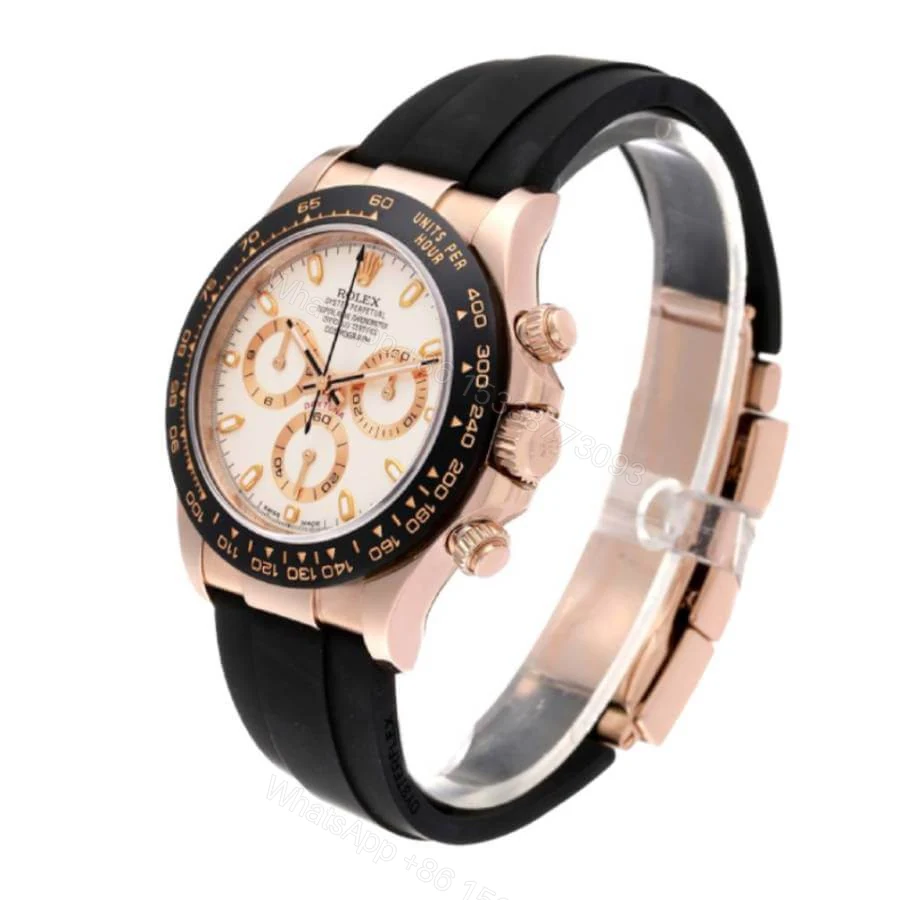 View 2 of Rolex Cosmograph Daytona 116515LN Super Clone: 40mm Everose Gold Oysterflex Black Dial