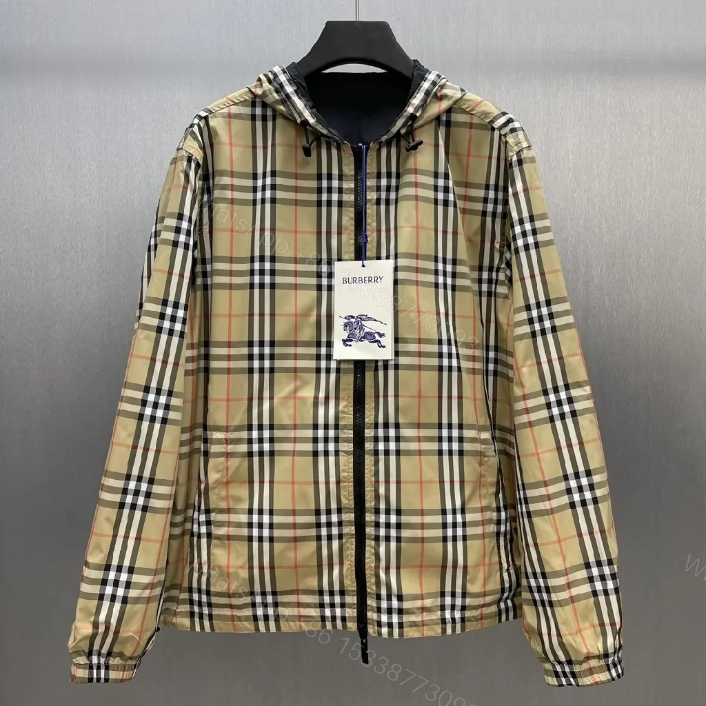 Beige Plaid Windbreaker - Water-Repellent, Relaxed Fit, Casual Luxe — view 1