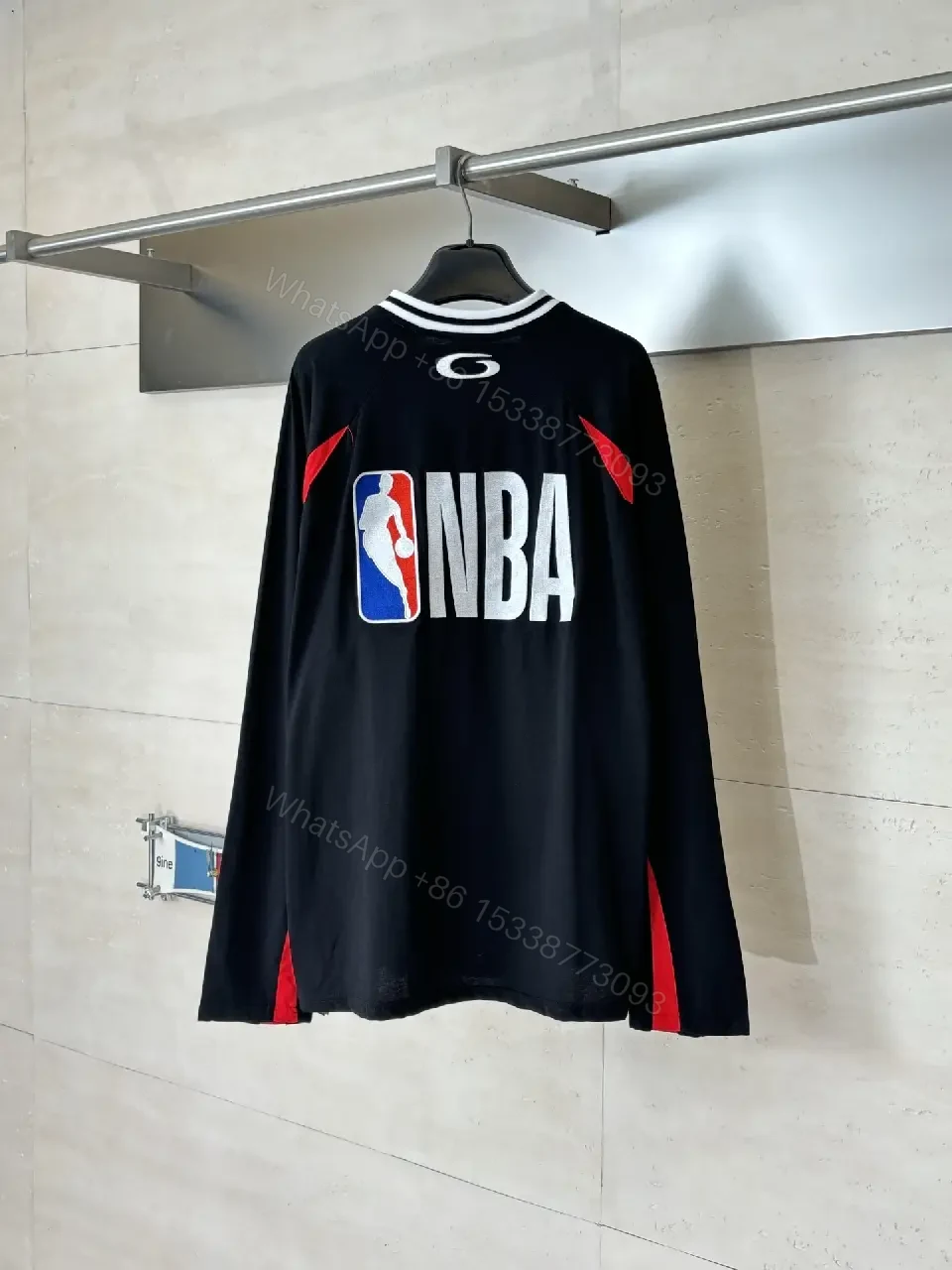 View 3 of Bold Jersey: Black Knit, Red Accents, Street Luxe Jersey