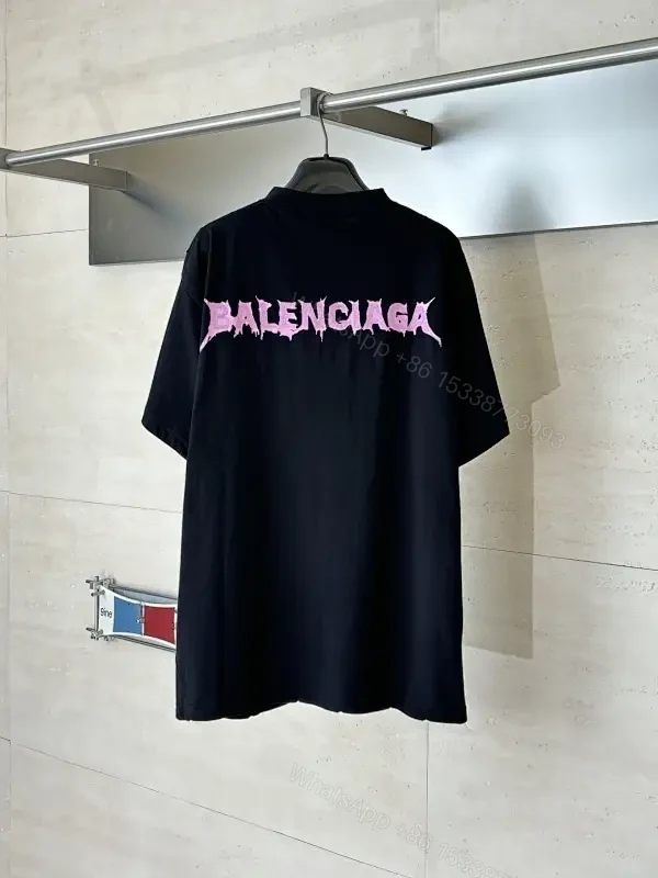Black Cotton Blend Tee - Bold Graphic, Luxury Streetwear, Relaxed Fit — view 1