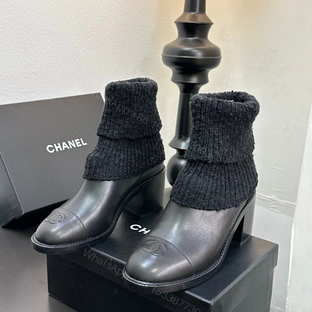 View 7 of CHANEL KNIT BOOTS BLACK