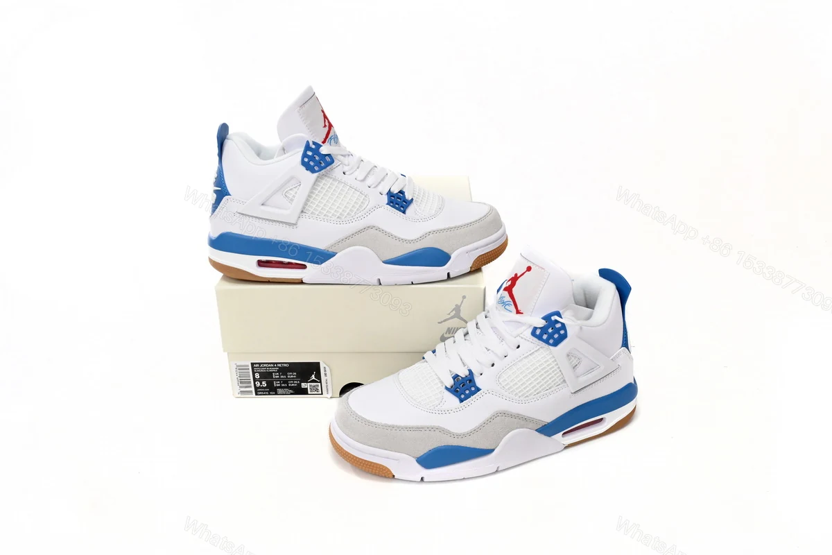 View 2 of Nike SB x Air Jordan 4 White Blue DR5415-104 (Top Quality)