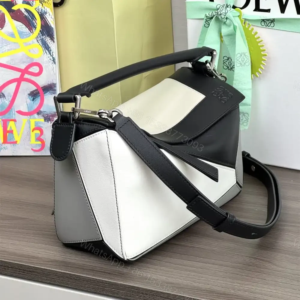 View 2 of 高仿Loewe*Puzzle系列0146幾何拼接手袋黑白色小號免檢版