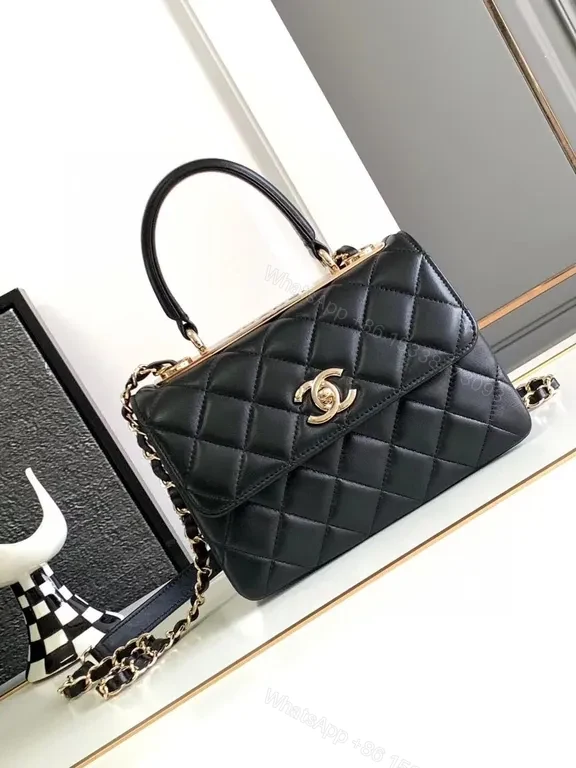 Structured Quilted Crossbody: Black Gold-Chic Chanel-Inspired Bag — view 1