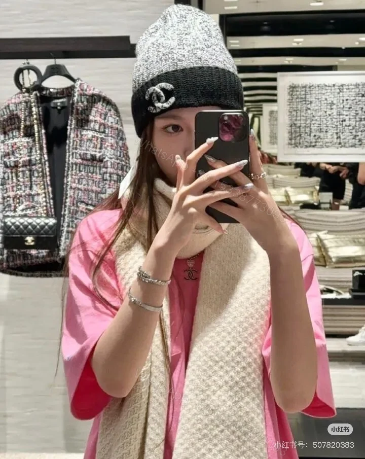 View 4 of Bold Knit Beanie with Logo Hardware - Luxury Casual Style