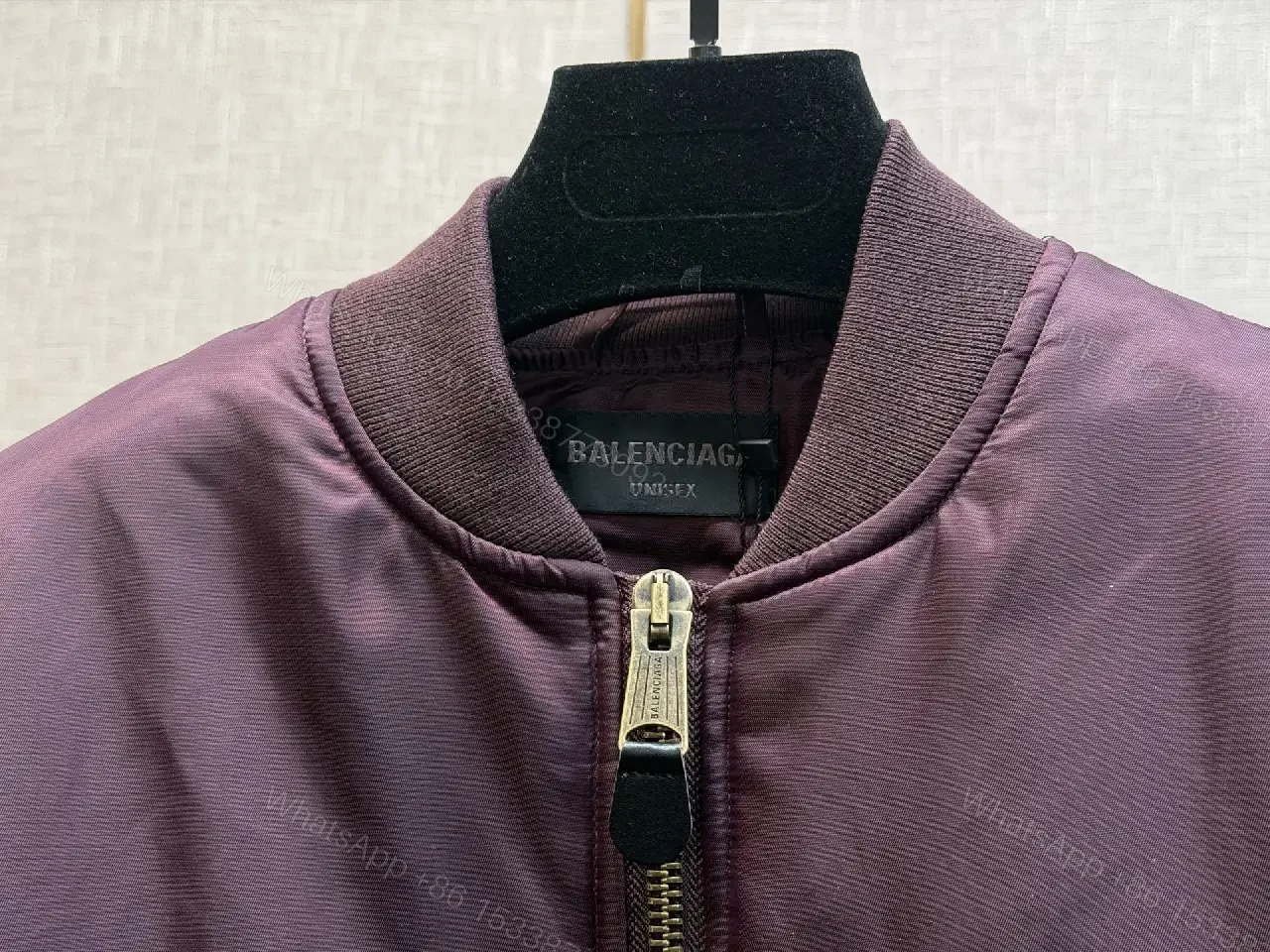 View 4 of Burgundy Satin Bomber with Crest Patch — Luxe Everyday Outerwear