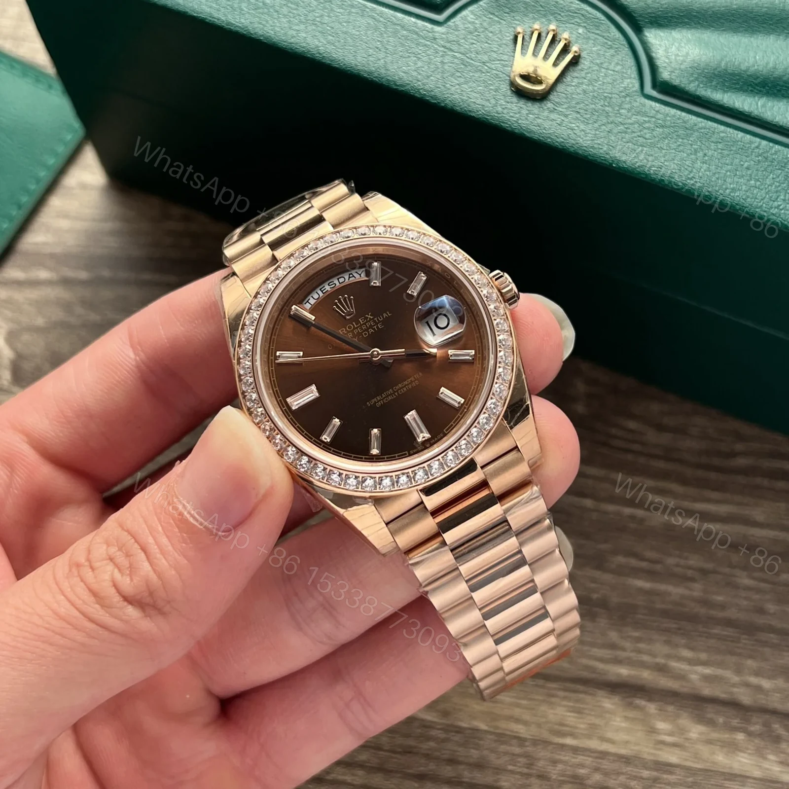 View 3 of Superclone Rolex Day-Date Chocolate Diamond Dial 228345rbr-0006 40 mm