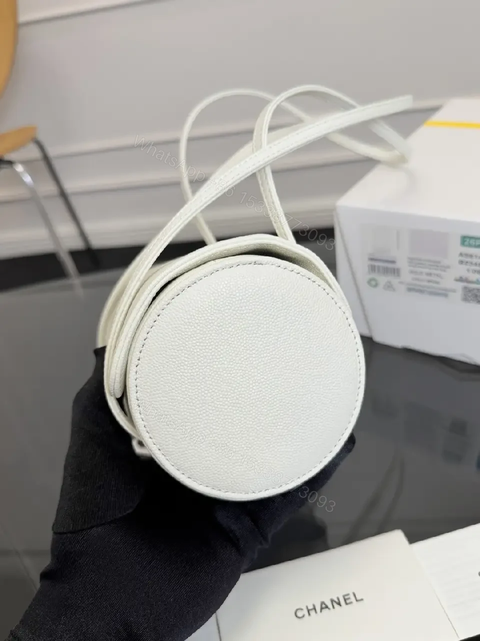 View 8 of White Calfskin Mini Flap Bag: Luxe Designer-Inspired Style