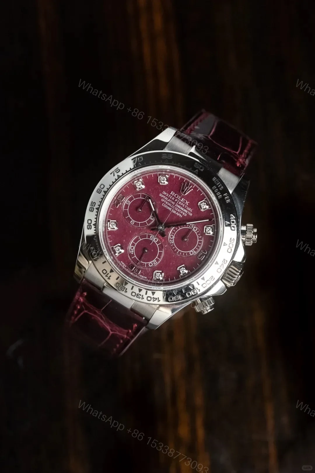 View 2 of Rolex Daytona Red Stone Dial Burgundy Leather Strap Edition 40mmRLX-DAY-RED-STN40-BRG-LTH