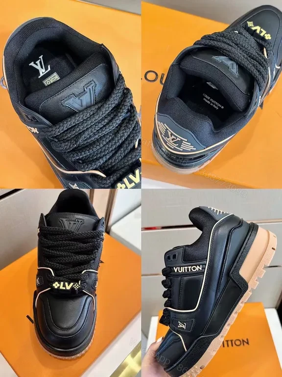 View 5 of Black Calf Leather LV-Inspired High-Top Sneaker with All-Day Comfort