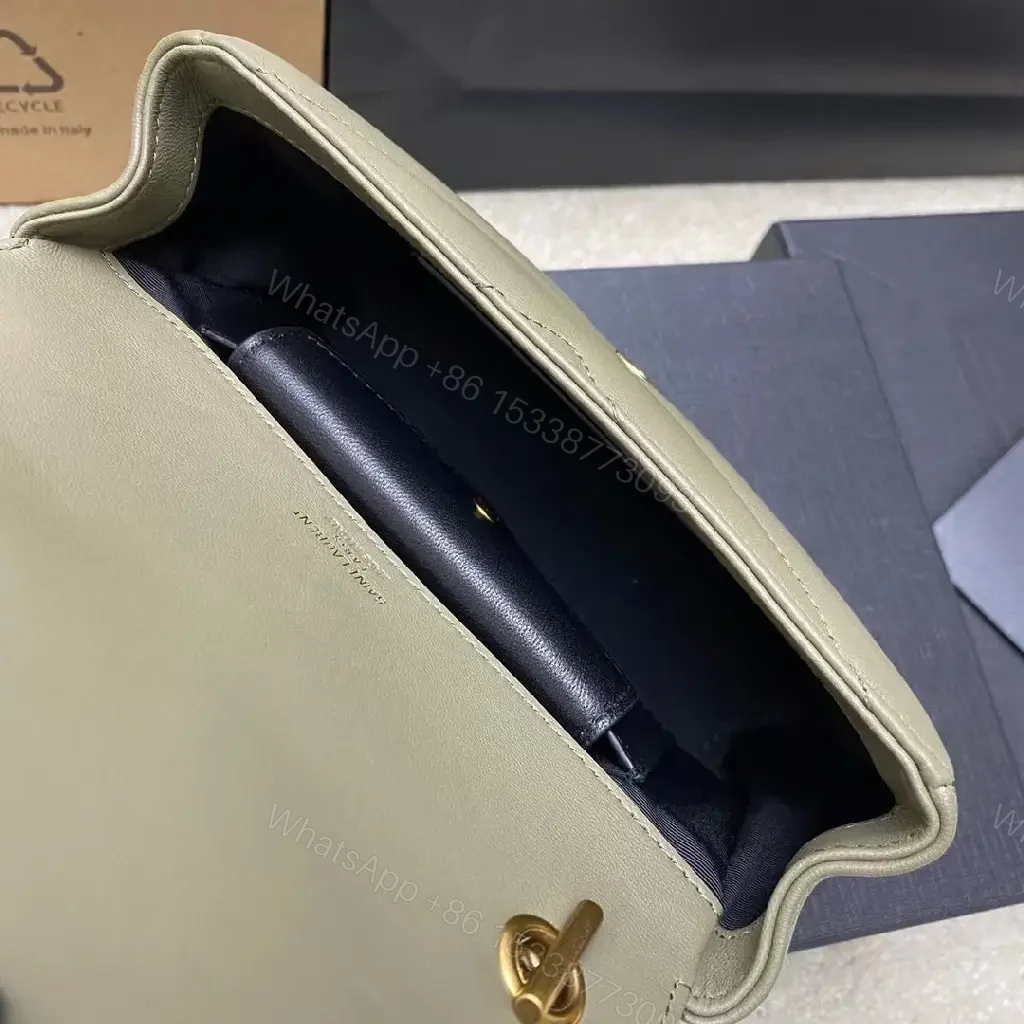 View 2 of Olive Leather Minimalist Crossbody Bag with Gold Hardware