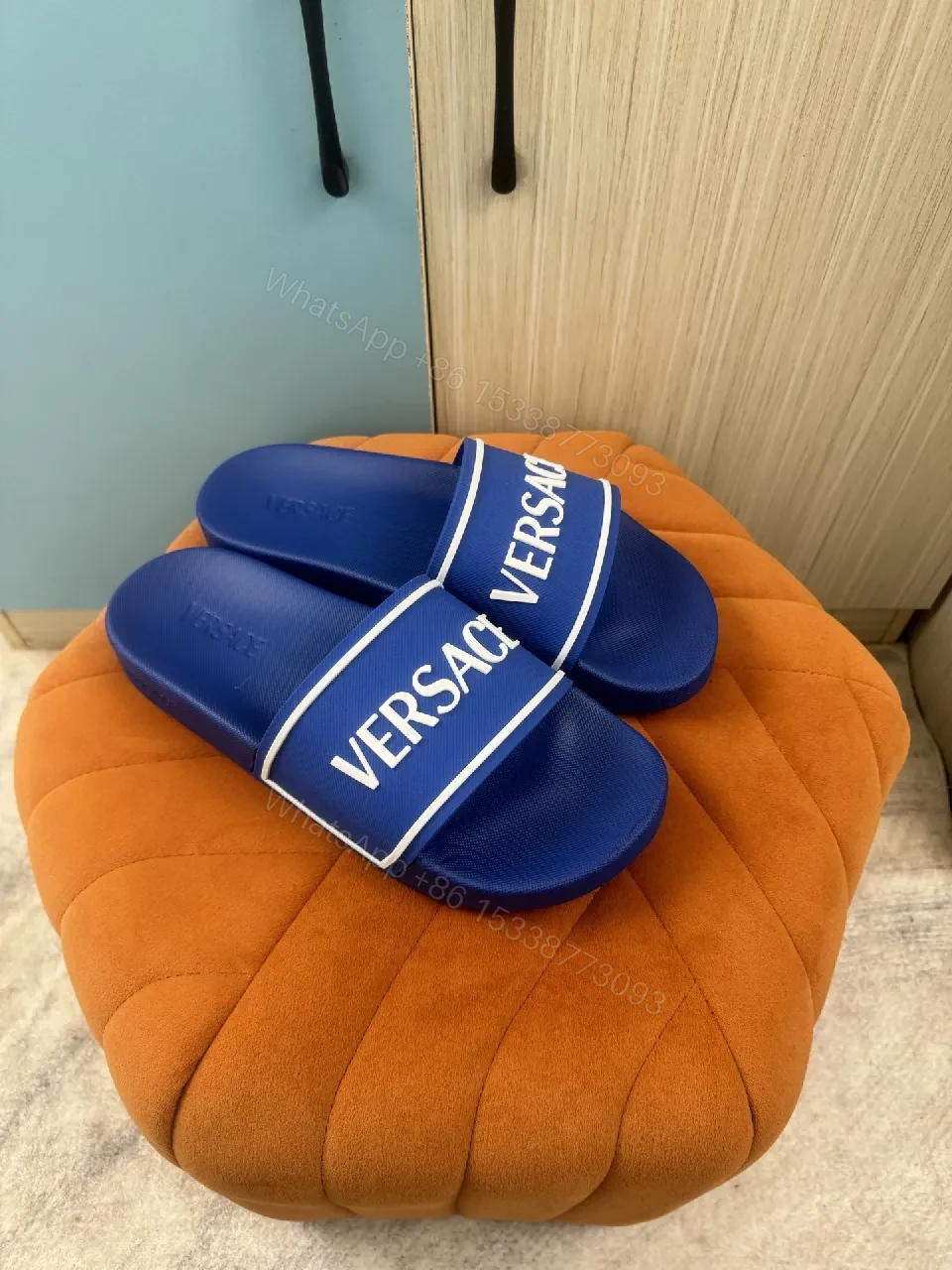 View 3 of Bold Blue Logo Slides: Lux, Cushioned, Quick-Dry Slip-On