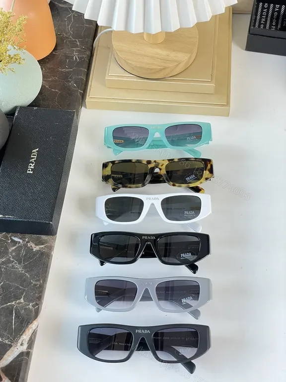 View 5 of Bold Prada Sunglasses: Black Acetate, Rectangular, UV400 Protection