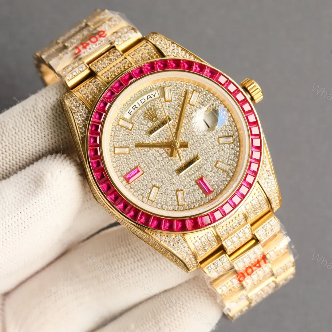 View 2 of Stunning rolex day date replica 41MM Yellow Gold Ruby Diamond Edition RG-DD-41MM-YG-RUBY-DIAMOND