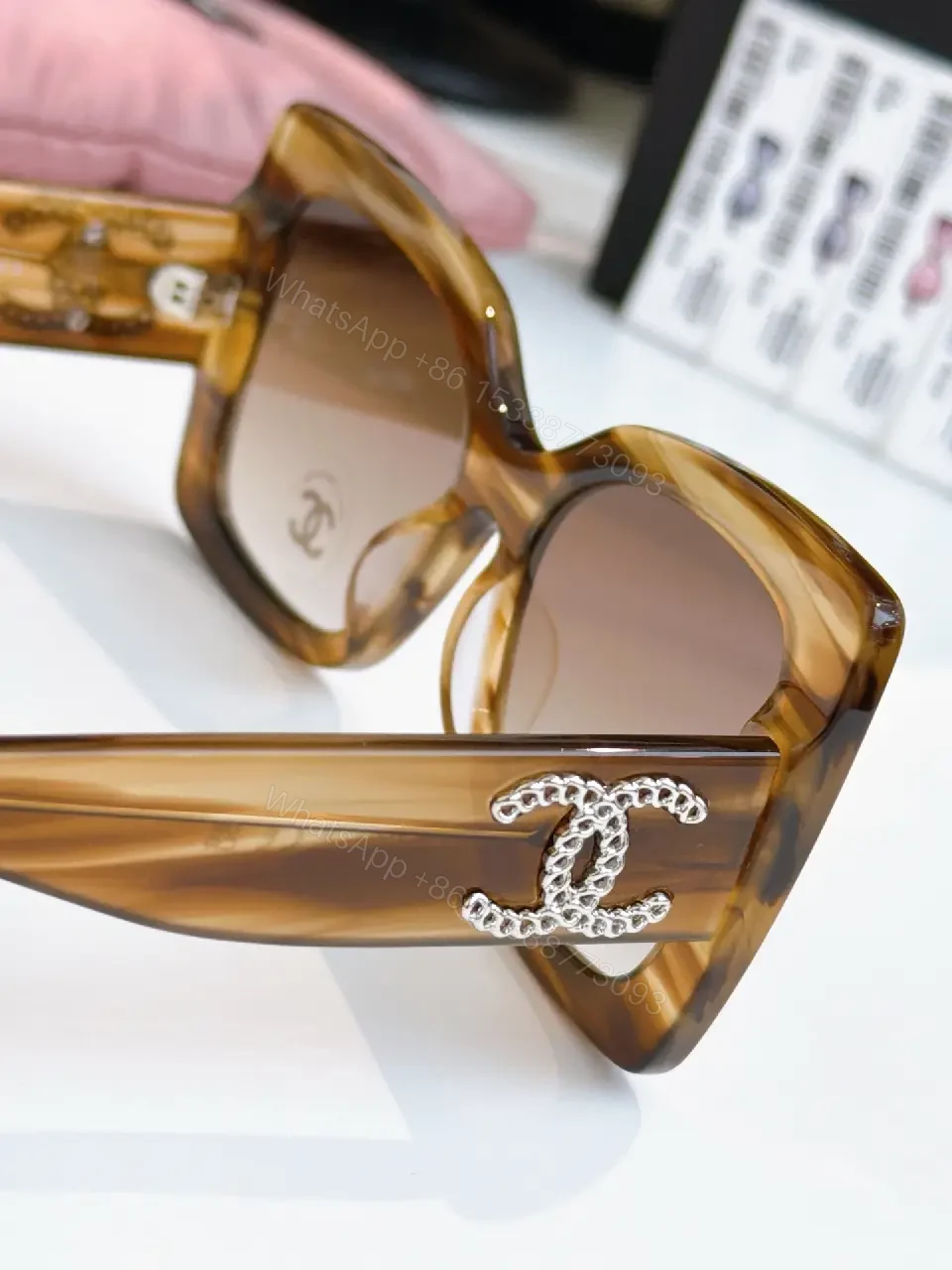 View 6 of Chic Square-Frame Sunglasses with Gold Accents – Statement Pair