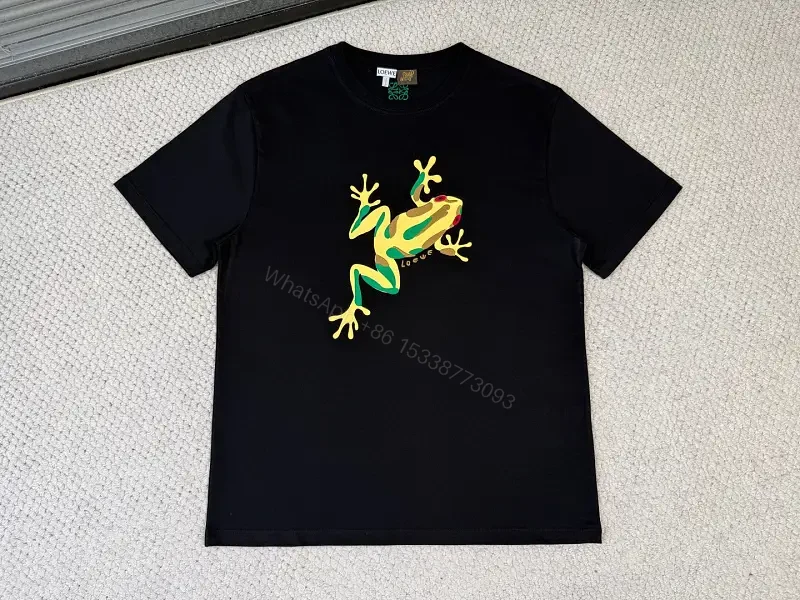 Black Cotton Crew Tee, Gecko Graphic, LOEWE-Tail Text — view 1