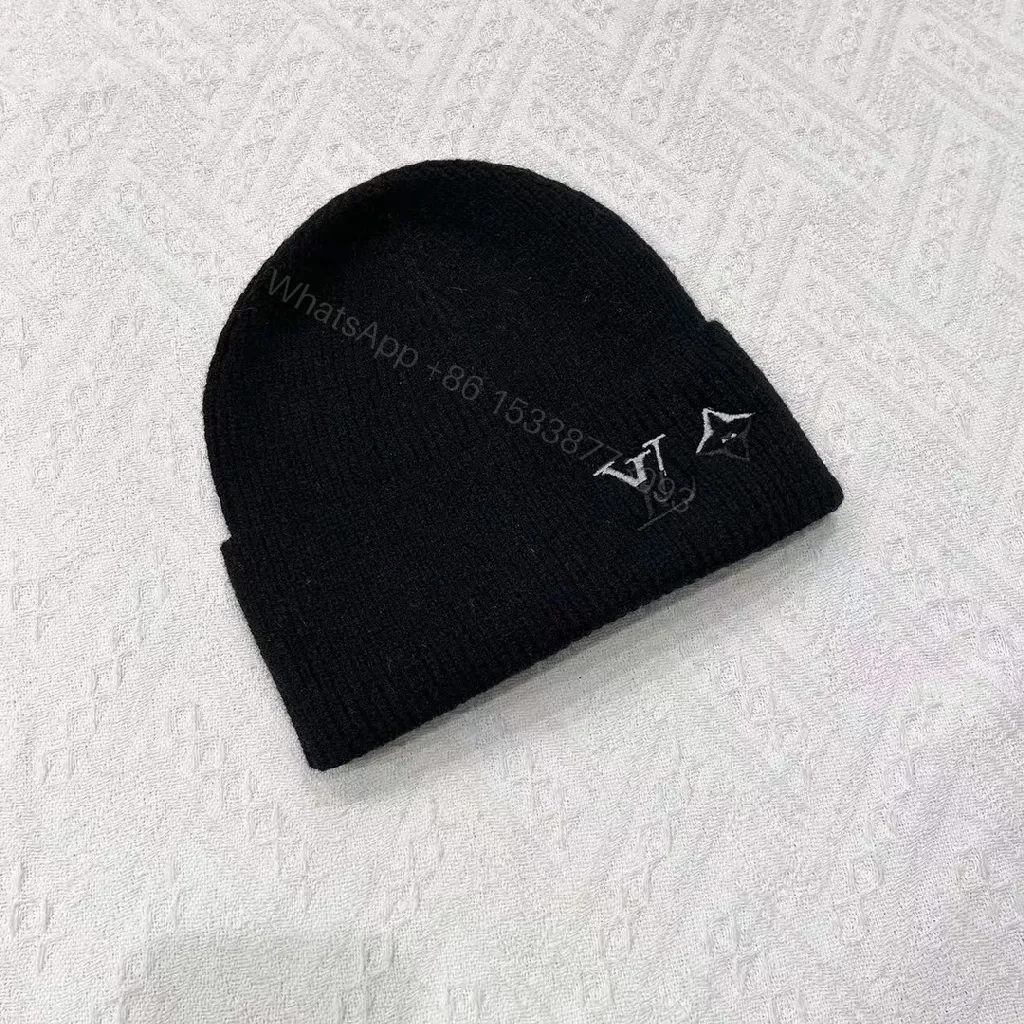 View 4 of Soft Knit Beanie: Subtle LV-Style Emblem, All-Season Style
