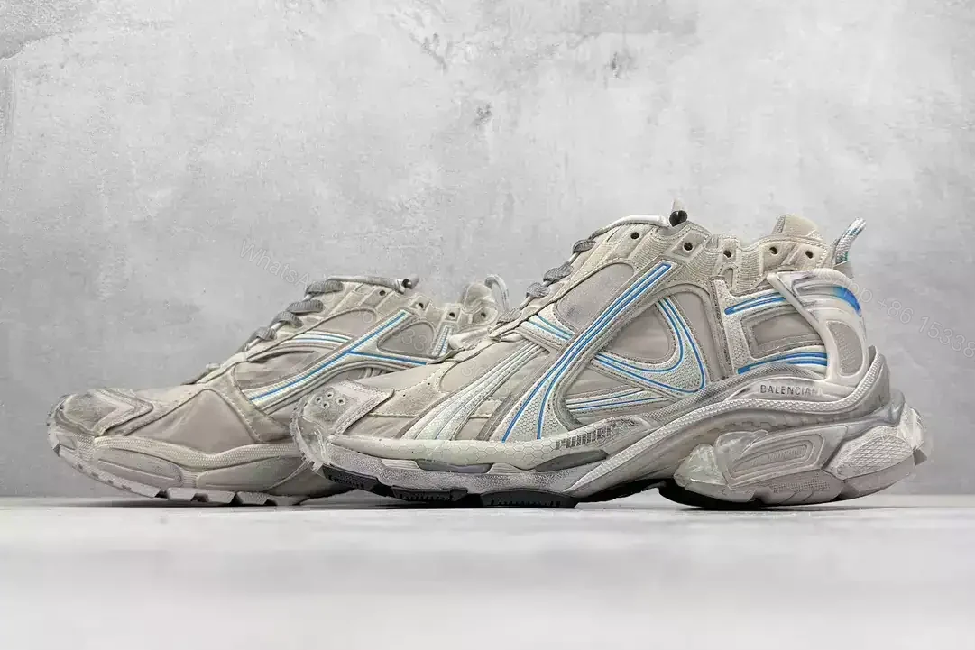 View 4 of BALENCIAGA RUNNER SNEAKER IN TAUPE/BLUE – BB264