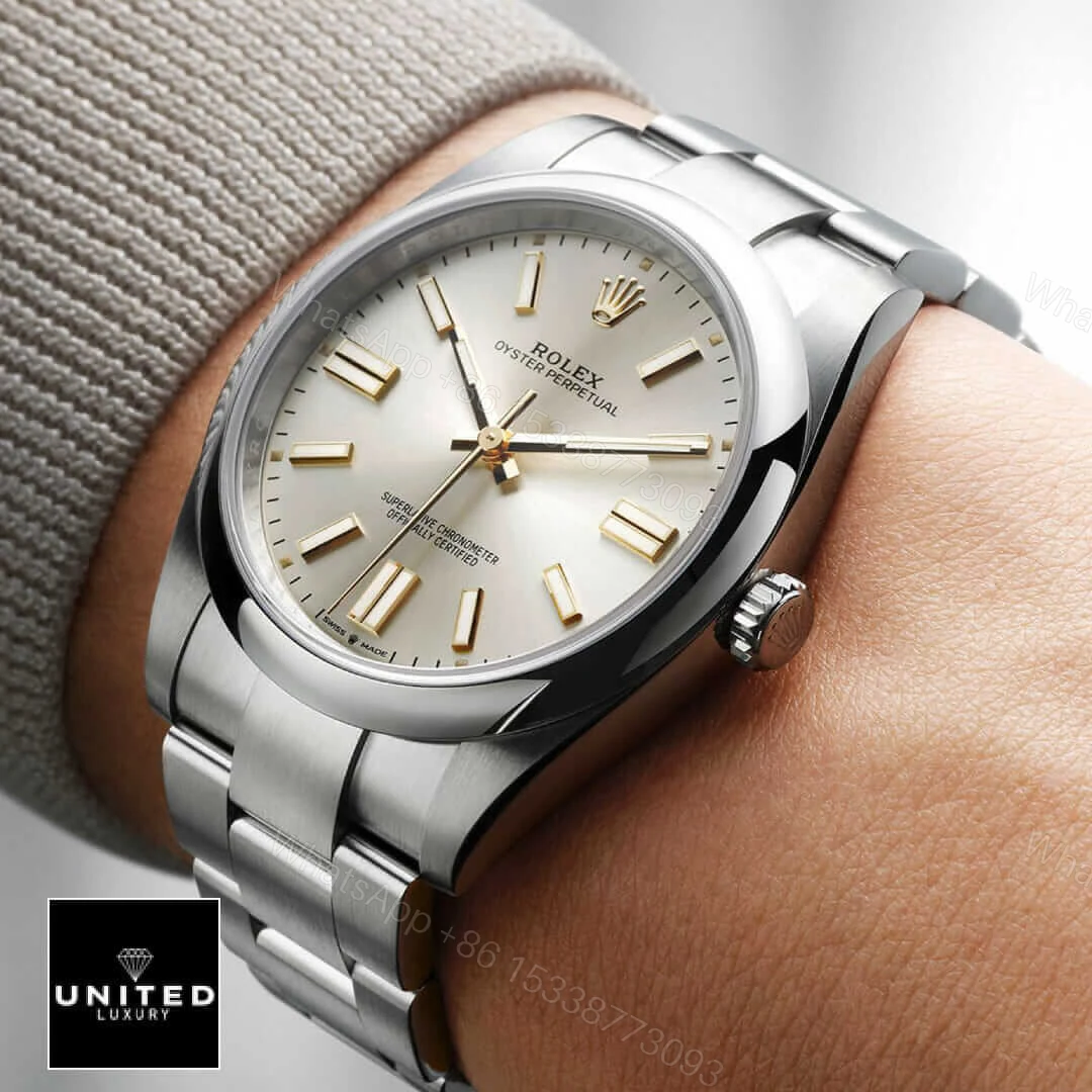 View 5 of Rolex Oyster Perpetual Grey Dial 126000 Replica