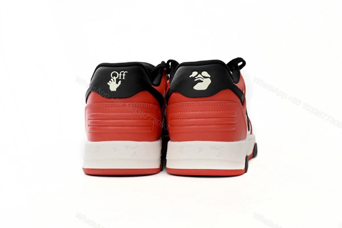 View 4 of OFF-WHITE Out Of Office OOO Low Tops Black White Red OMIA189S23LEA0012510