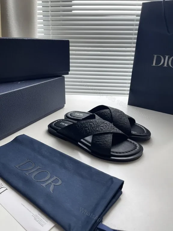 View 7 of Chic Leather Monogram Slide Sandals - Luxe Comfort Sandals