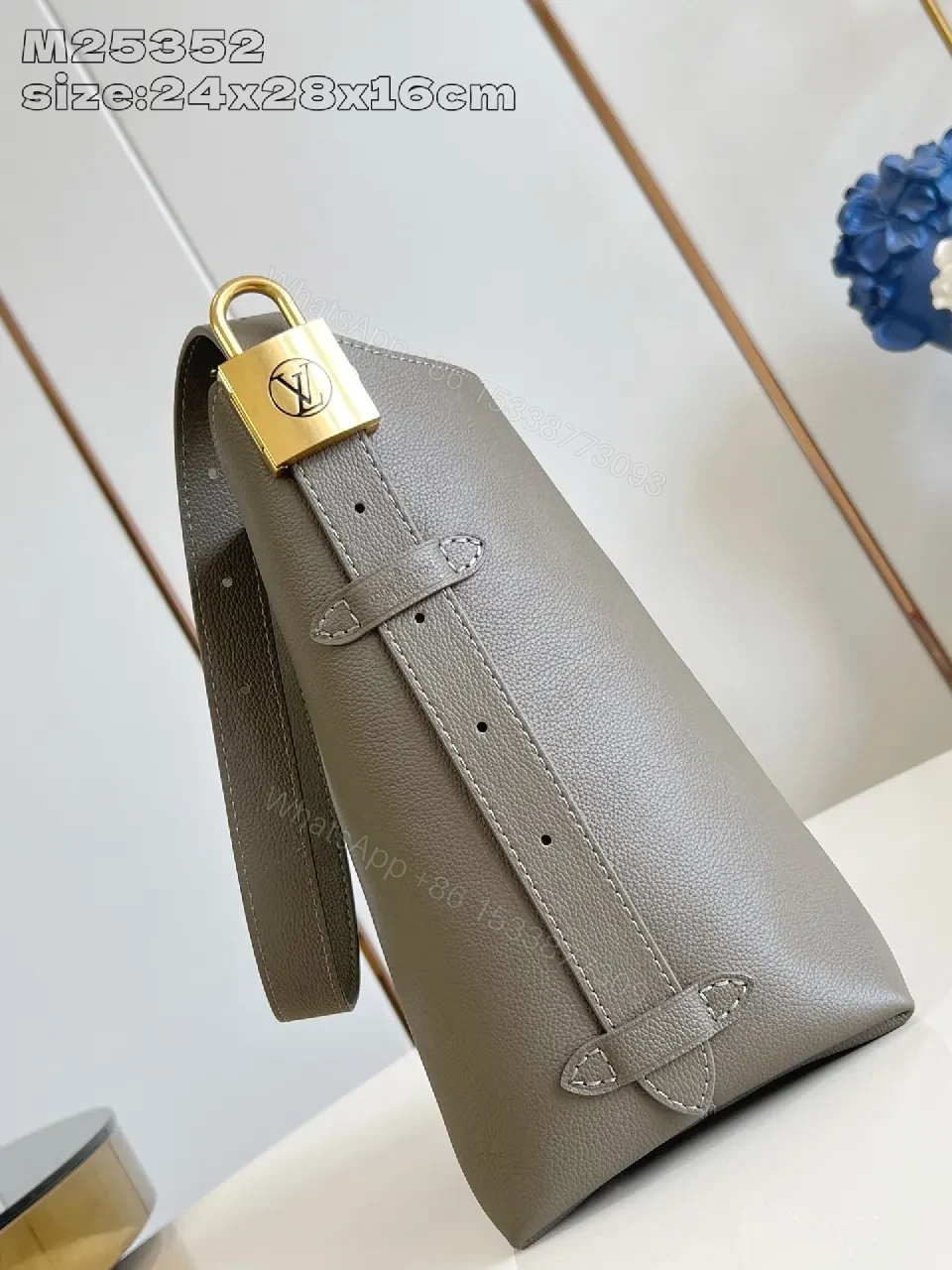 View 7 of Minimalist Structured Tote: Quiet Luxury, Pebble Leather Bag
