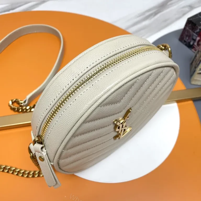 View 7 of Grey Chevron Round Bag Replica YSL Crossbody