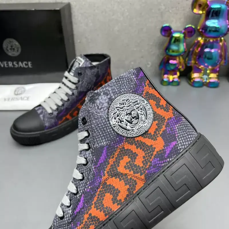 View 4 of VERSACE SNAKESKIN EMBOSSED LEATHER HIGH TOP SNEAKERS – VS65