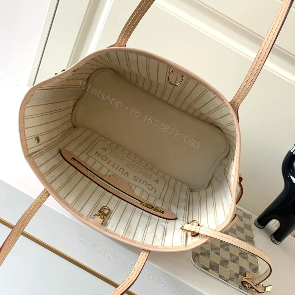 View 7 of Louis Vuitton Neverfull MM Damier Azur Canvas Beige 29Cm N40604