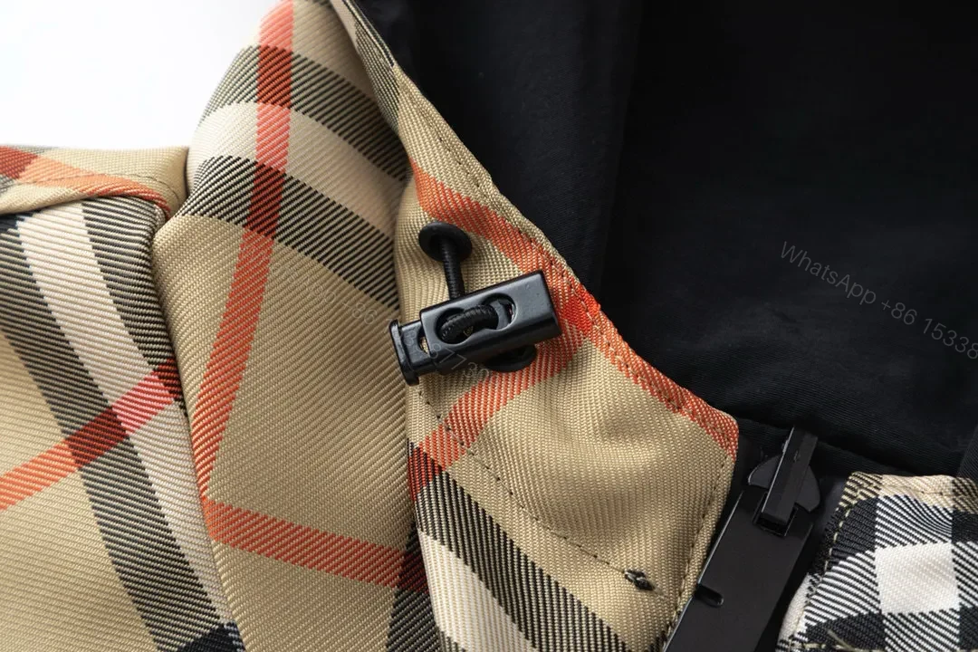 View 5 of Beige-Black-Orange Check Lightweight Windbreaker, Casual Style