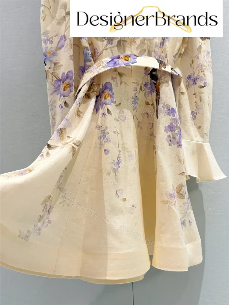 View 8 of Zimmermann Luna Printed Linen Mini Dress