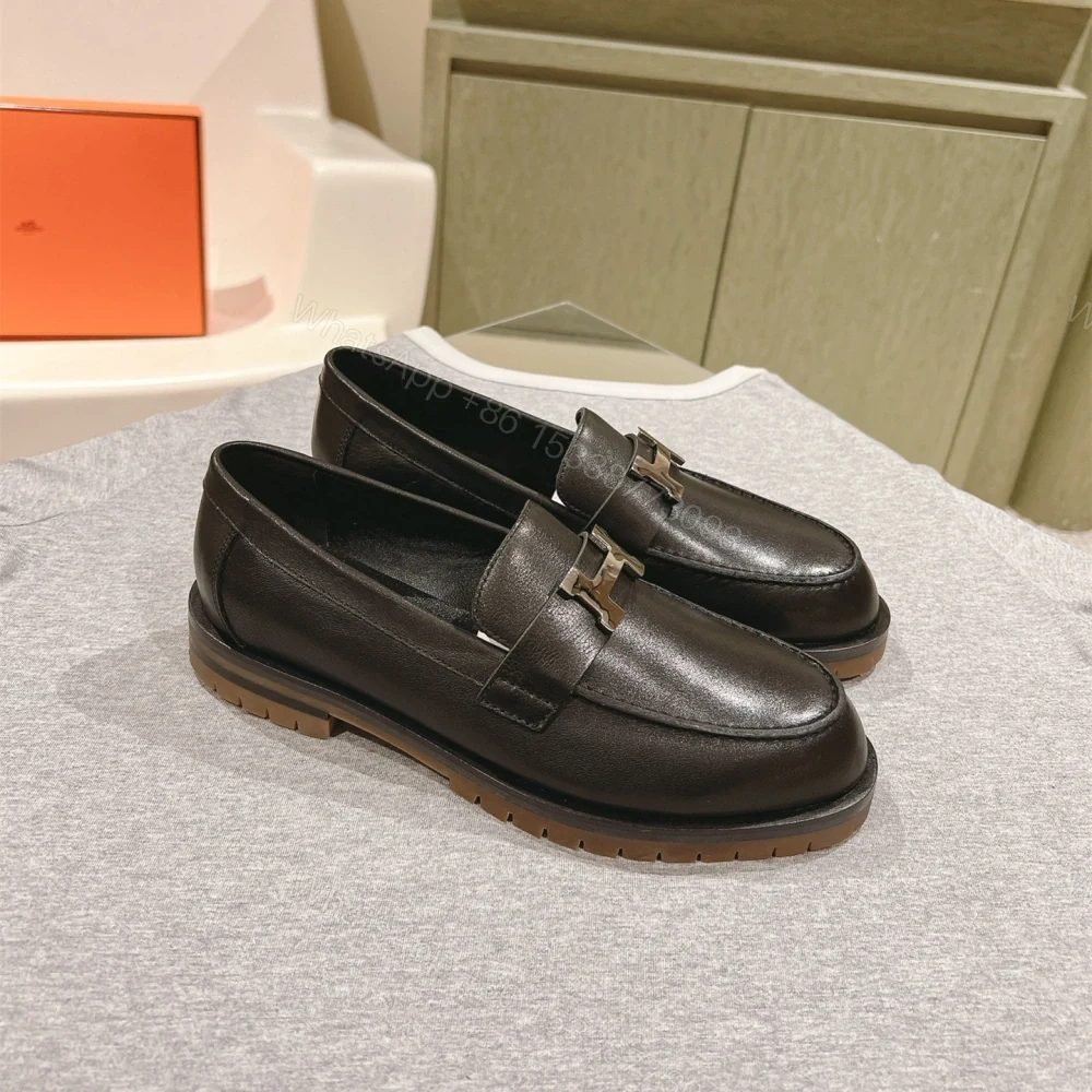View 2 of 高仿Hermes*H222252Z02小牛皮樂福鞋青木色免檢版