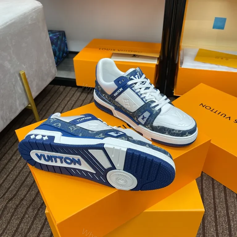 View 6 of Blue-White LV-Inspired Performance Sneakers: Refined Comfort