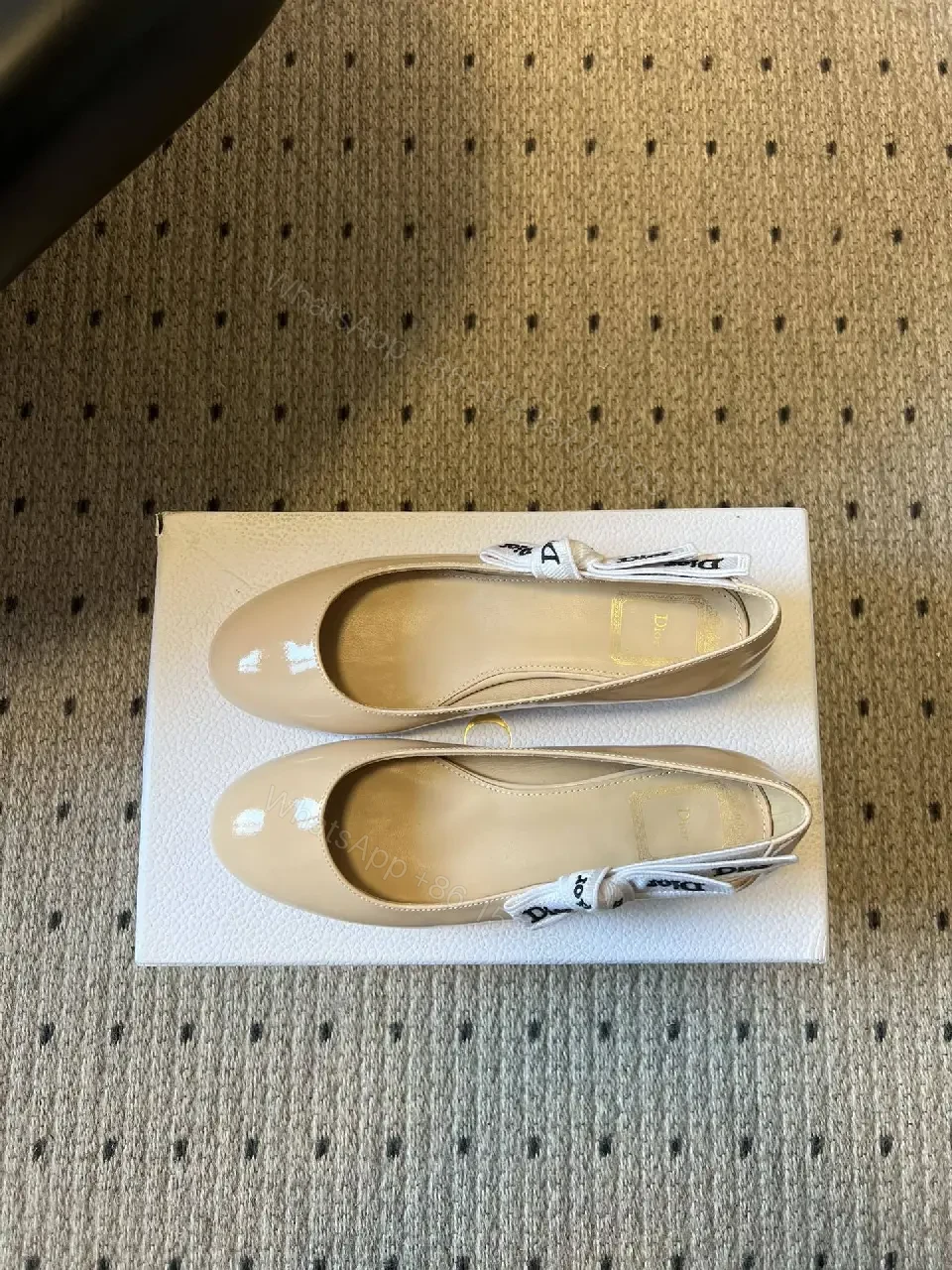 View 5 of Patent Slingback Pumps with Dior-Style Ribbon Straps