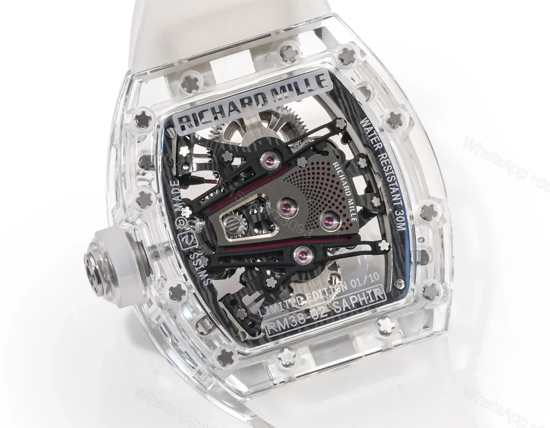 View 8 of Richard Mille RM38-02 Crystal Pink Skeleton Tourbillon Watch RM38-CR-PK-001
