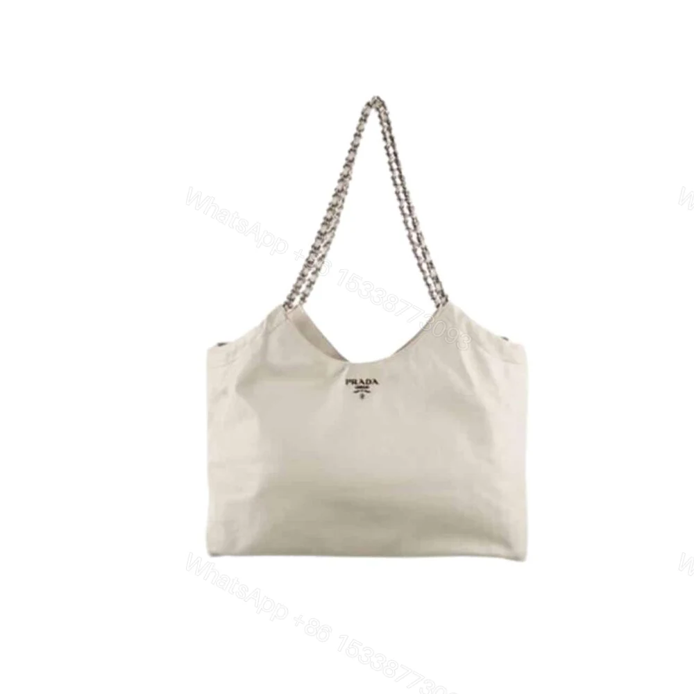 Prada Pomice Soft Calfskin Chain Tote Bag White 38Cm — view 1