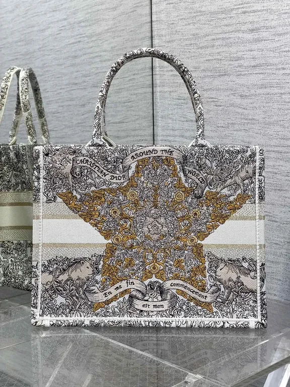 View 7 of Chic Patterned Tote: Dior-Inspired Luxury Carryall