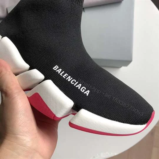 View 8 of BALENCIAGA SPEED 2.0 SNEAKER IN BLACK, WHITE AND RED RECYCLED KNIT – BB144