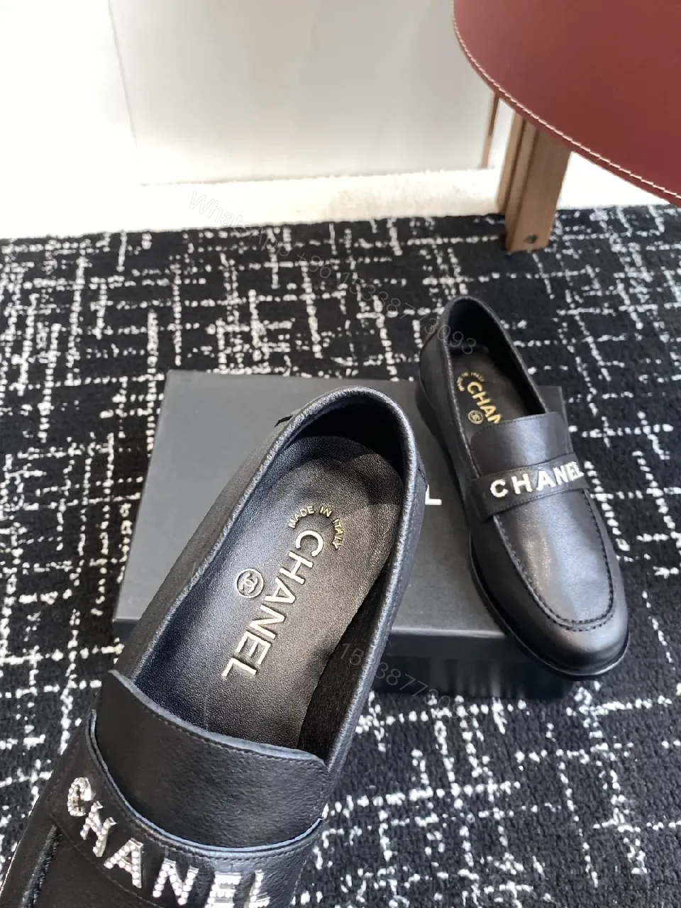 View 7 of Black Leather Slip-On Loafers with Signature Band Jeg-Style Luxe Shoes