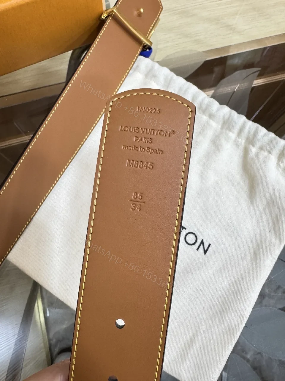 View 8 of Chic Monogram Belt with Gold Buckle - Premium Couture-Style Accessory