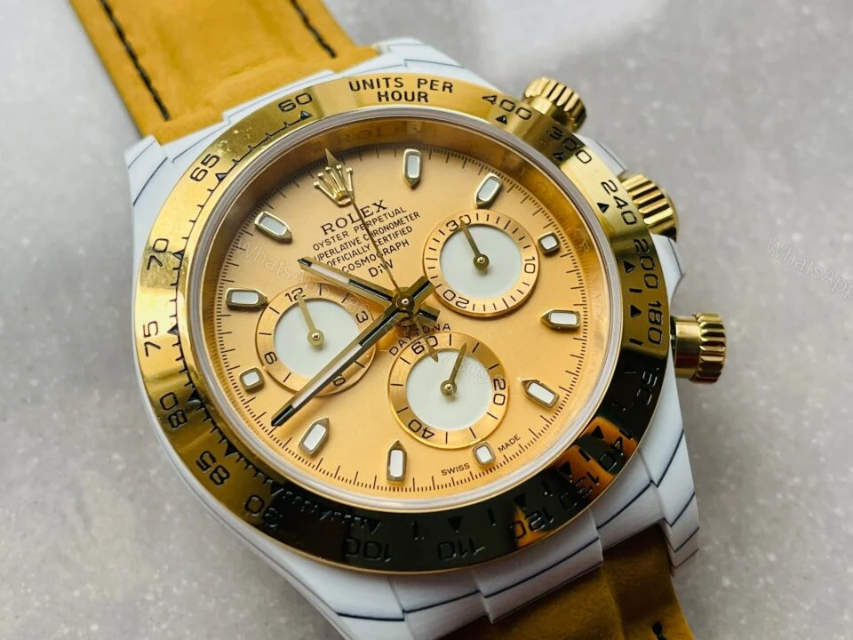 View 5 of DIWF Factory 1:1 Rolex Daytona DIW White Carbon/YG Best Edition Gold Dial A7750