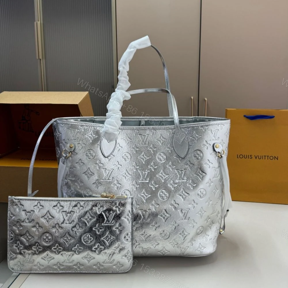 View 2 of Louis Vuitton Neverfull MM Silver 32Cm