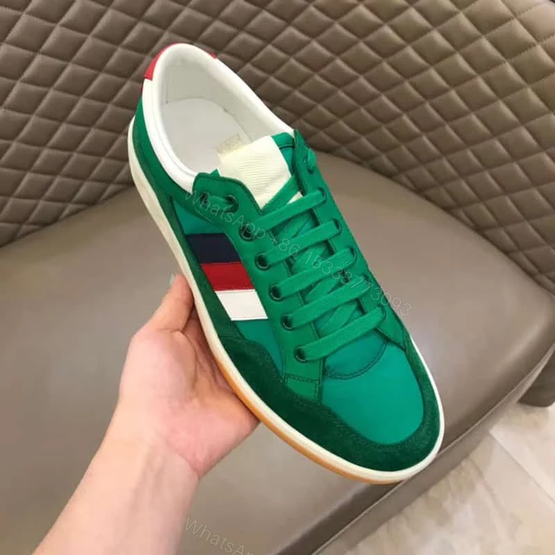 View 7 of GUCCI MEN’S GREEN LEATHER AND NYLON SNEAKERS – GC61